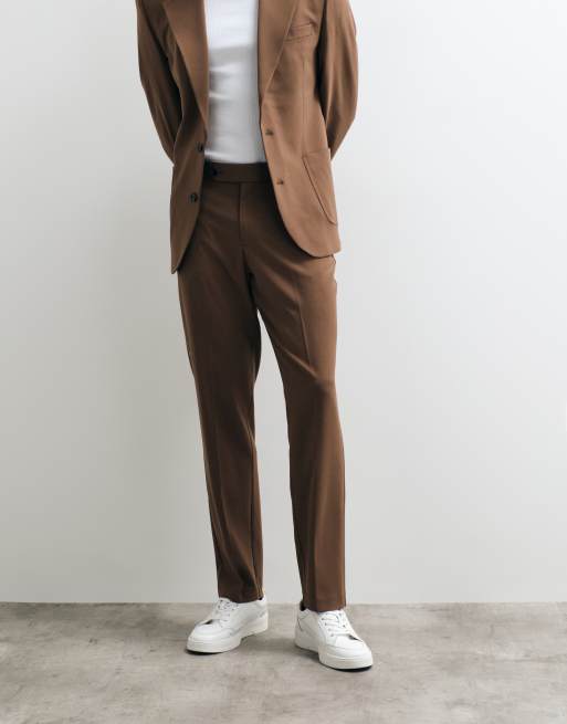 ASOS DESIGN flexMAX™ slim suit trousers in dark brown, 3 of 5
