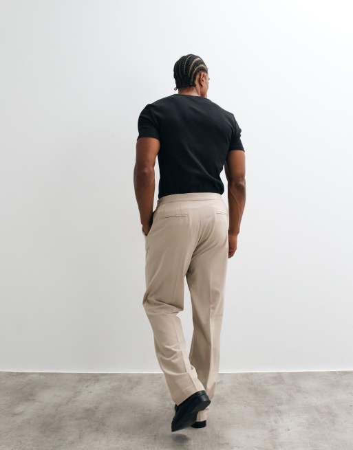 ASOS DESIGN flexMAX™ smart straight pants in stone with elastic waist, 5 of 5