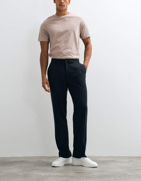 ASOS DESIGN FlexMax™ smart tapered trousers in black with elasticated waist