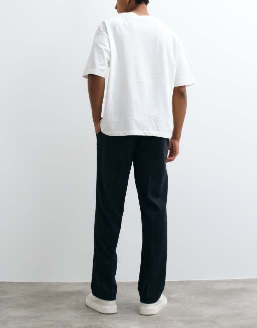 ASOS DESIGN FlexMax™ tailored straight leg pants with elastic waist in black, 4 of 5