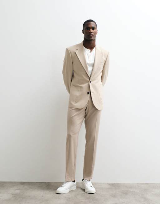 ASOS DESIGN - FlexMax - Traje color piedra de corte slim