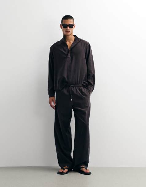 ASOS DESIGN – Fließende Hose in Braun mit weitem Bein, Kombiteil - view 1