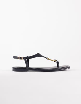 Asos Design Flint Toe Thong Sandal With Abstract Hardware In Multi