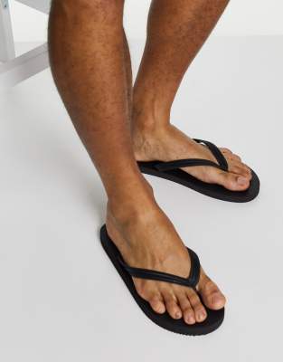 Asos Design Flip Flops In Black