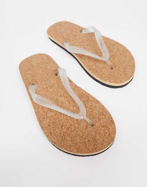 Cork sole store flip flops