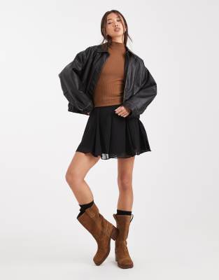 Asos Design Flippy Chiffon Mini Skirt In Black