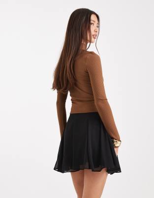 Asos Design Flippy Chiffon Mini Skirt In Black