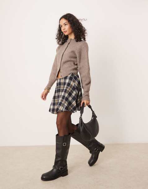 ASOS DESIGN flippy mini skirt in black check