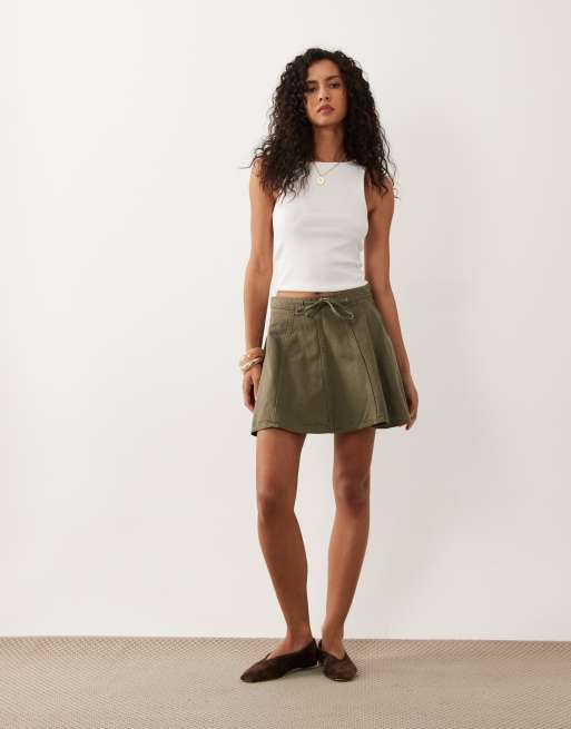 ASOS DESIGN flippy minirok in kaki, 2 van 5