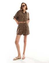 Puma boxy shorts in leopard print