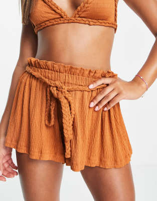 ASOS DESIGN flippy shorts in rust (part of a set)