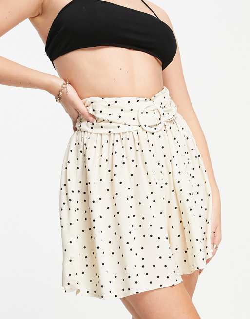 ASOS DESIGN flippy shorts with belt in mono dot print