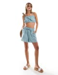 [ASOS DESIGN] ASOS DESIGN flippy shorts with linen in blue (part of a set) 6 Blue