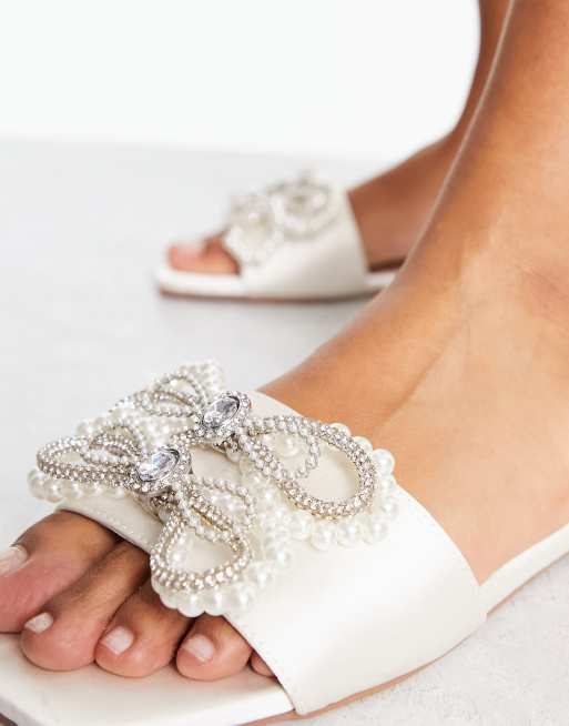 White bow sandals deals for womens