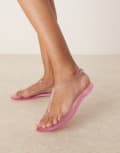 [ASOS DESIGN] ASOS DESIGN Float jelly toe post sandals in pink 37 PINK
