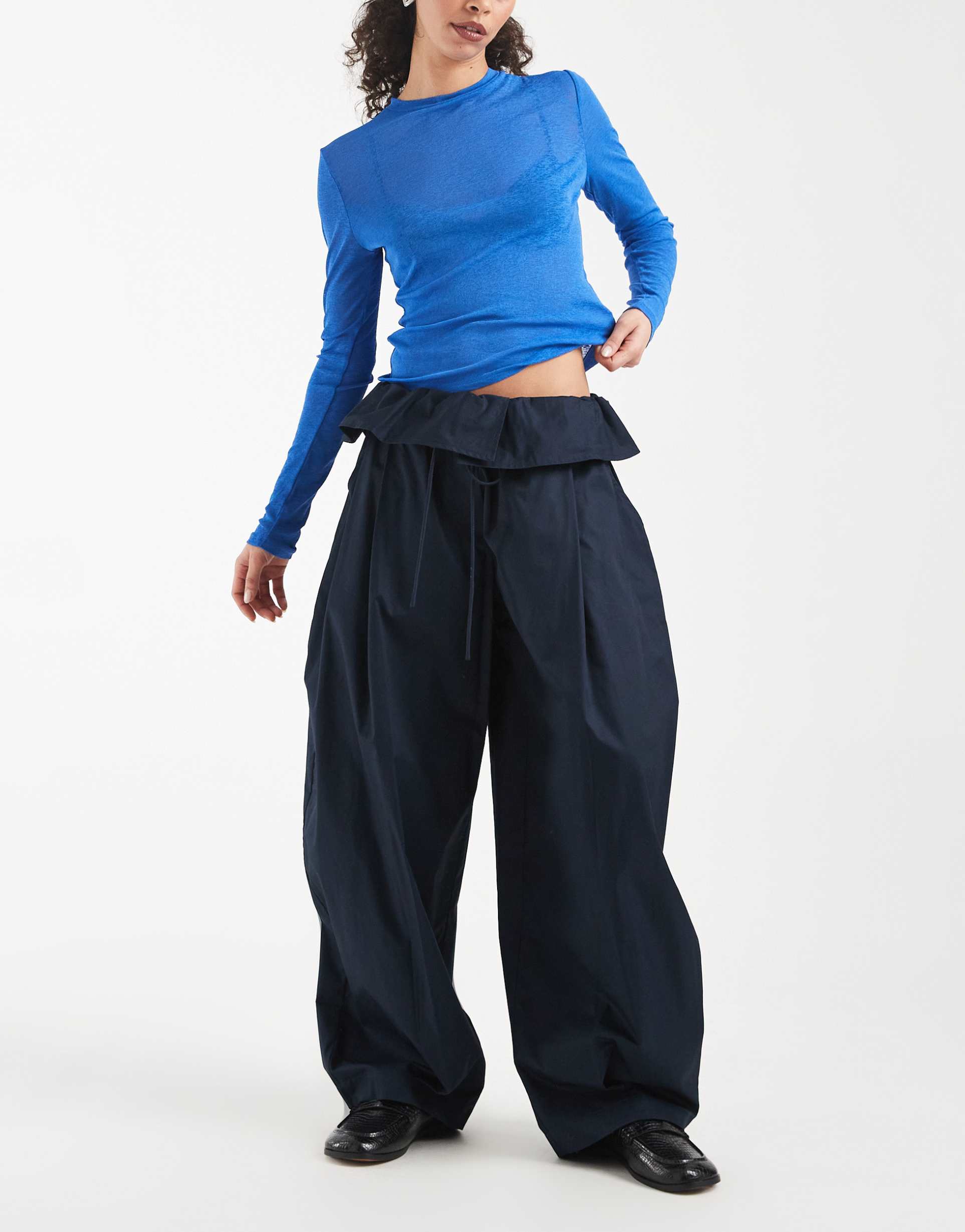 asos design floating pants in navy