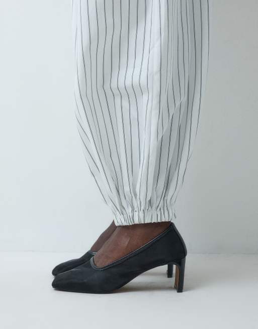 ASOS DESIGN floaty balloon trouser co-ord in pin stripe, 2 of 9