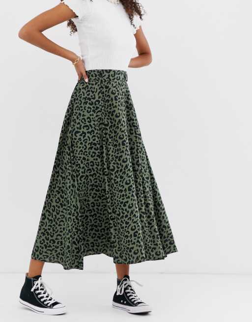 Asos midi outlet skirt leopard