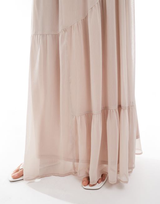 ASOS DESIGN floaty soft boho maxi skirt in cream