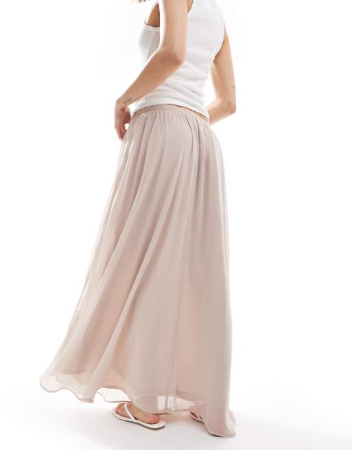 ASOS DESIGN floaty soft boho maxi skirt in cream