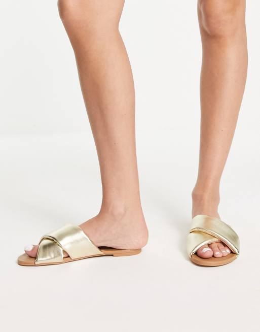 Asos gold hot sale flat sandals