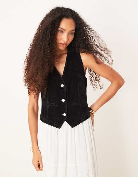 ASOS DESIGN – Flockad kostymväst i denim - view 1