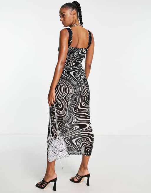 Flocked mesh 2025 maxi dress