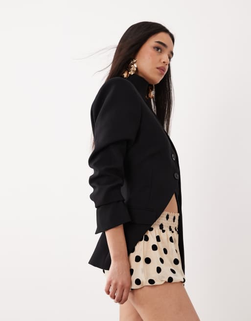 ASOS DESIGN flocked polka dot mini bloomer shorts in mono, 5 of 5