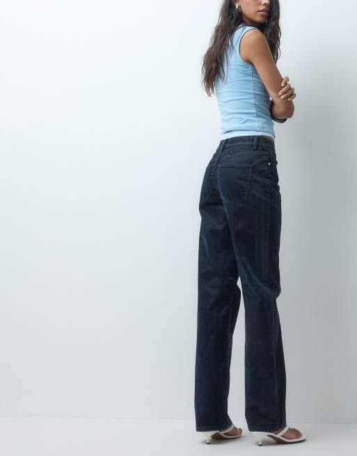 ASOS DESIGN flocked straight leg jean in navy, 3 of 5