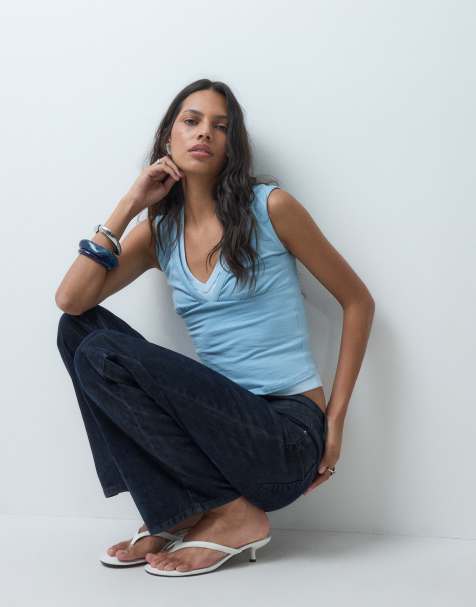 ASOS DESIGN flocked straight leg jeans in navy - view 1