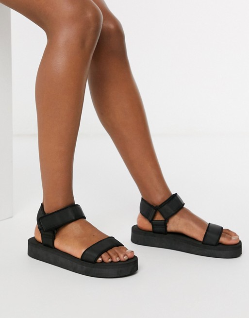 ASOS DESIGN Floodlight sporty sandals in black
