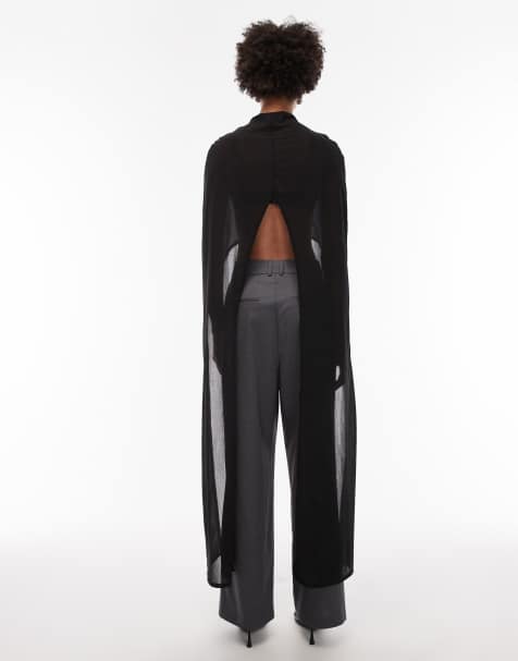ASOS DESIGN floor length cape top in black - view 1