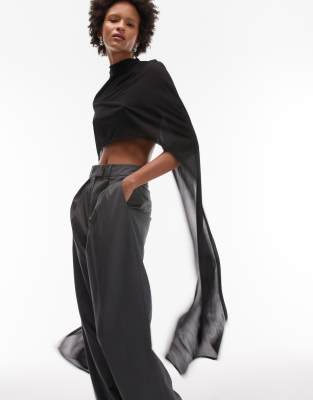 Asos Design Floor Length Cape Top In Black