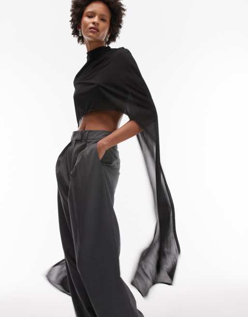 ASOS DESIGN floor length mesh cape top in black