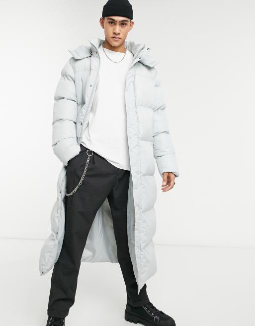 ASOS DESIGN puffer jacket with detachable hood in gray