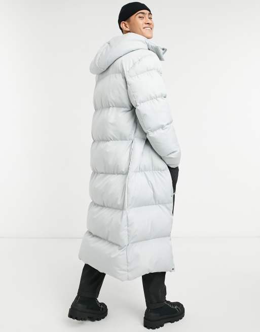 ASOS DESIGN puffer jacket with detachable hood in gray