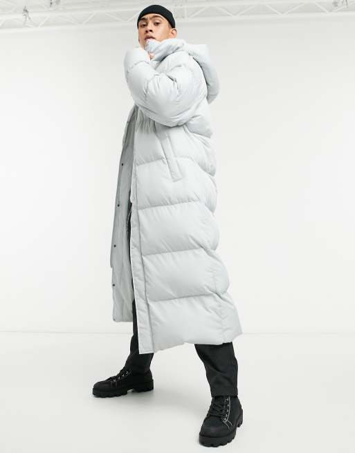 ASOS DESIGN puffer jacket with detachable hood in gray