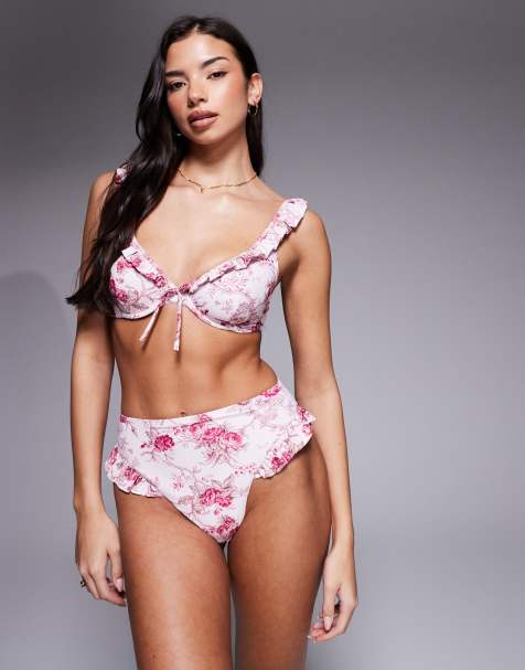 ASOS DESIGN – Flora – Blommig bikini med volangkant - view 1
