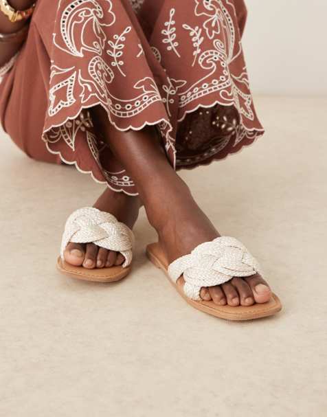 ASOS DESIGN Flora woven mule sandal in white - view 1