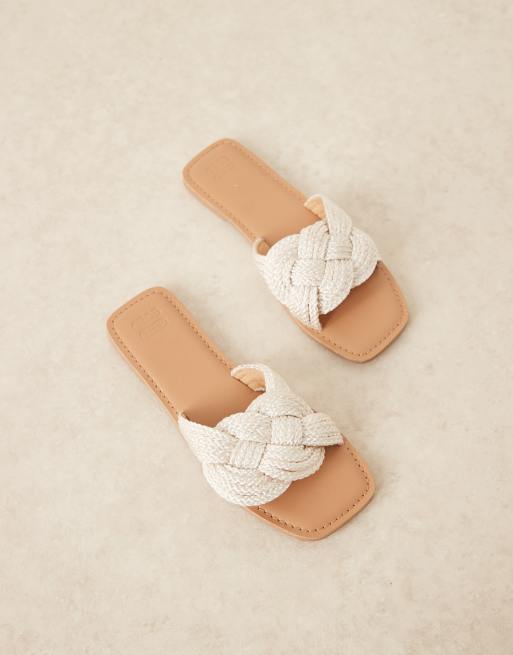 ASOS DESIGN Flora woven mule sandal in white, 3 of 4