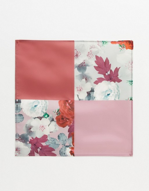 ASOS DESIGN floral 4 way pocket square in dusty pink