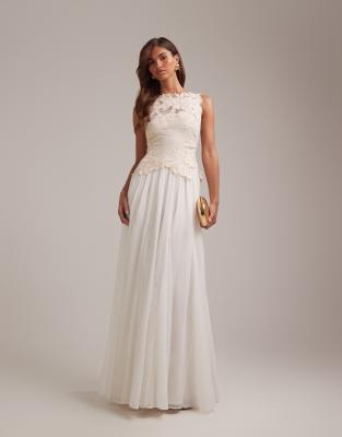 ASOS DESIGN floral applique bodice hybrid maxi wedding dress