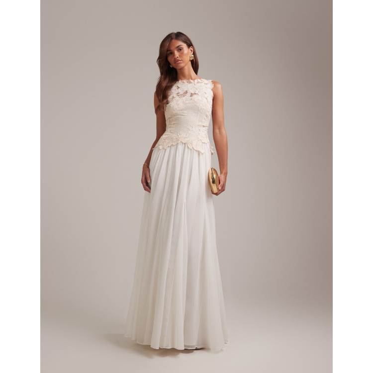 ASOS DESIGN floral applique bodice hybrid maxi wedding dress | ASOS