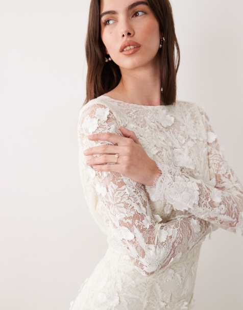 sachin and babi light blue dress ASOS Bridal, Embroidered & Beaded Flutter Sleeve dress New Wedding Dress  Save 42% main image 1