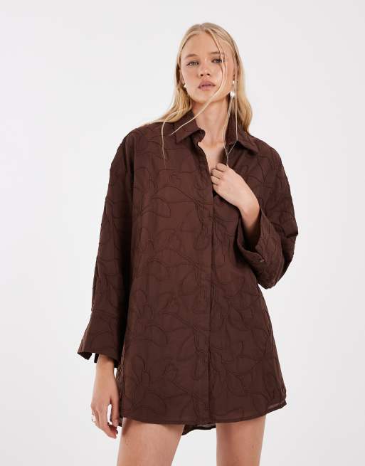 asos floral embroidered shirt dress ARRANGE Satin Floral Embroidered T-shirt Maxi Dress in lime-Green