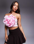 [ASOS DESIGN] ASOS DESIGN floral corsage halter top in baby pink M Baby Pink