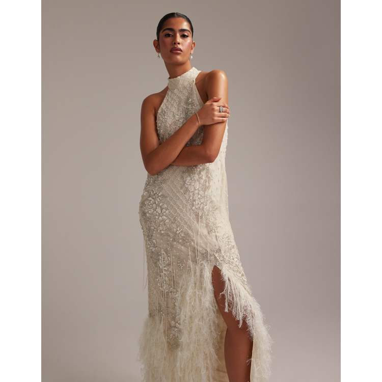 [RECTO] / ☆ 25SS FRINGE COLLAR HALTER NECK DRESS / IVORY bkk11244_ivory_xl?$