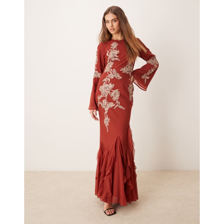 asos salon embroidered floral maxi dress ASOS EDITION garden floral embroidered maxi dress in pink
