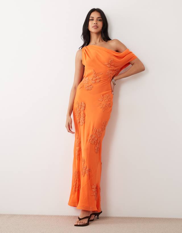 ASOS Design - Floral Embellished Maxi Dress - Women - Polyester - 10 US