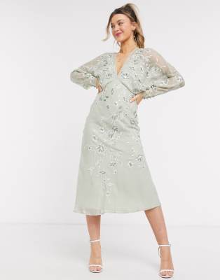 ASOS DESIGN wrap around pleated midi ...